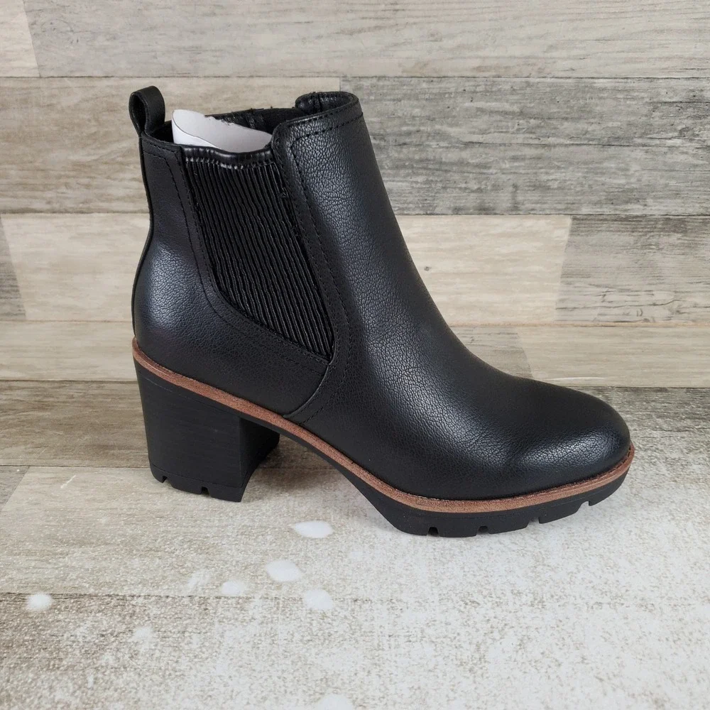 Naturalizer Madalynn Gore Womens Ankle Boots Sz 6 M Black Side Zip Block heel